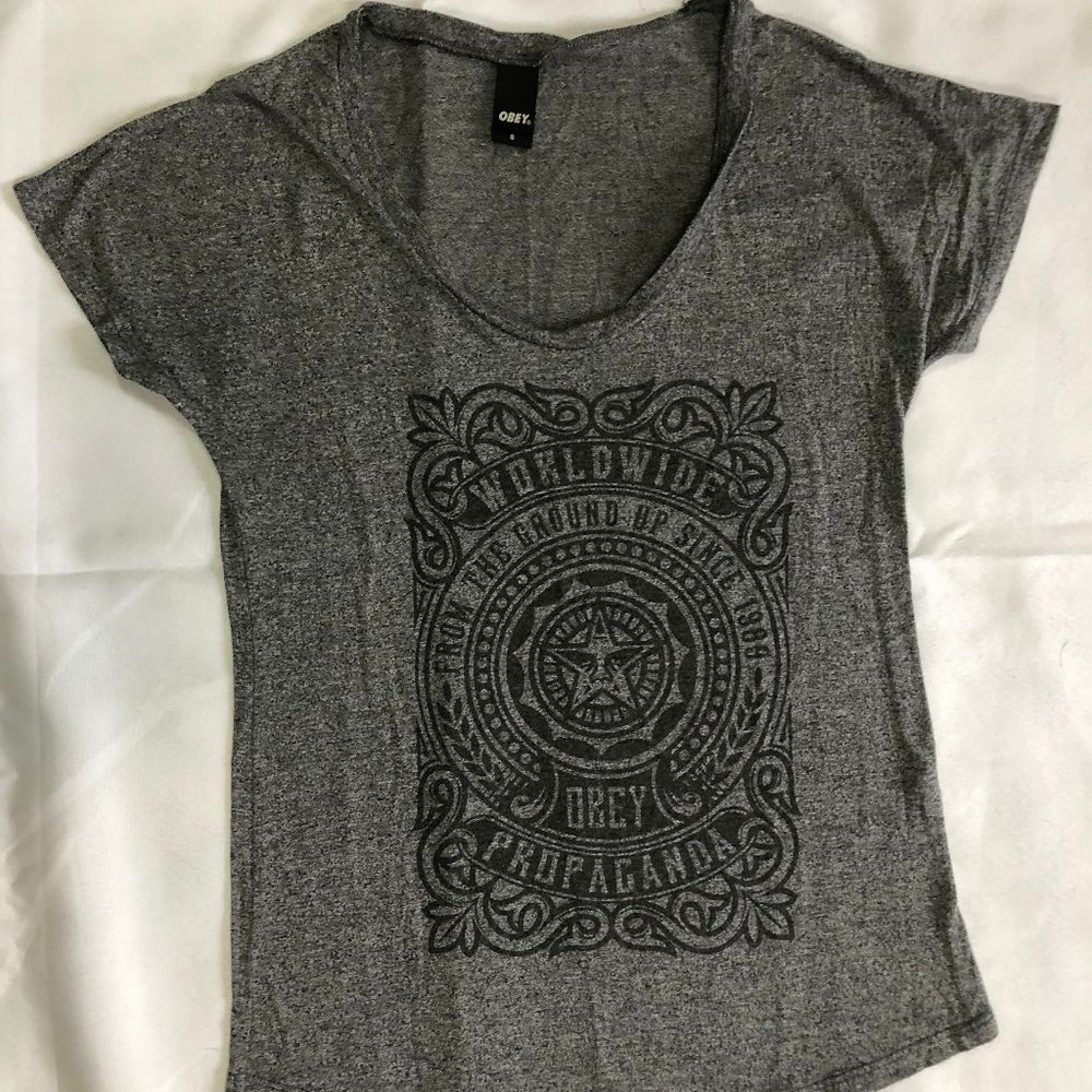 Obey Clothing Heather Grey Scoop Neck T-Shirt